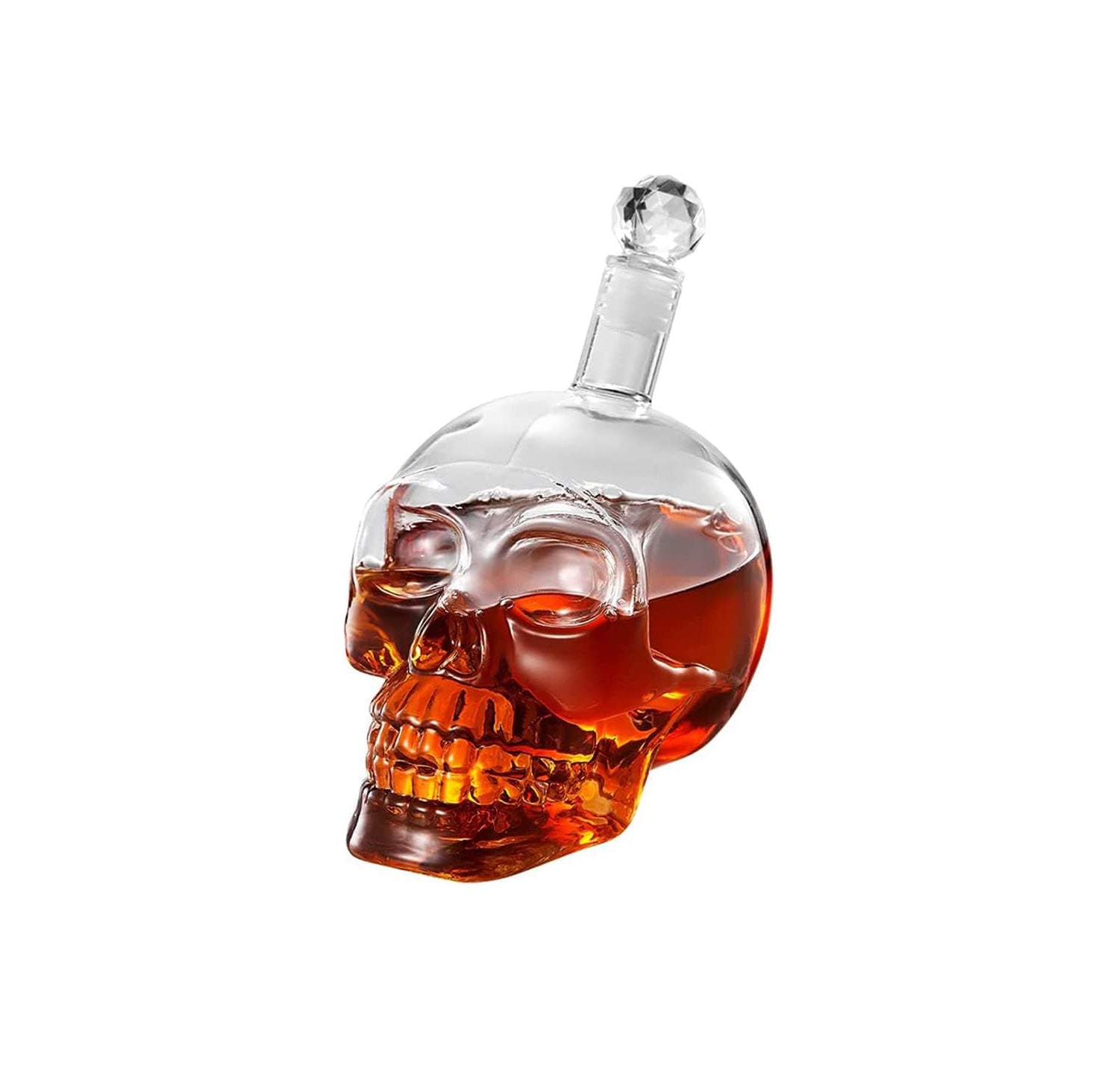 FUMOIR - 1000ml glass skull decanter with cork closure.